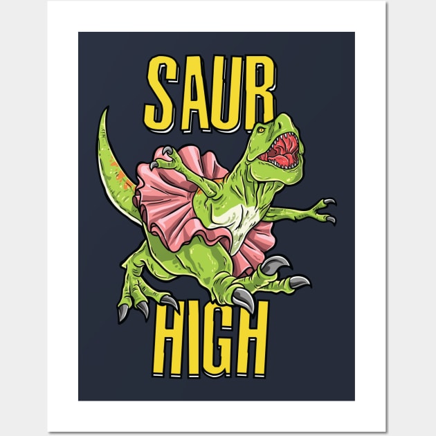 Cute Funny Ballet Dancer Ballerina T Rex Dinosaurs Pun Animal Gift for Kids Wall Art by Freid